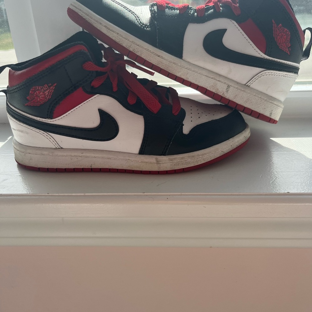 Red white and black Air Jordan ones